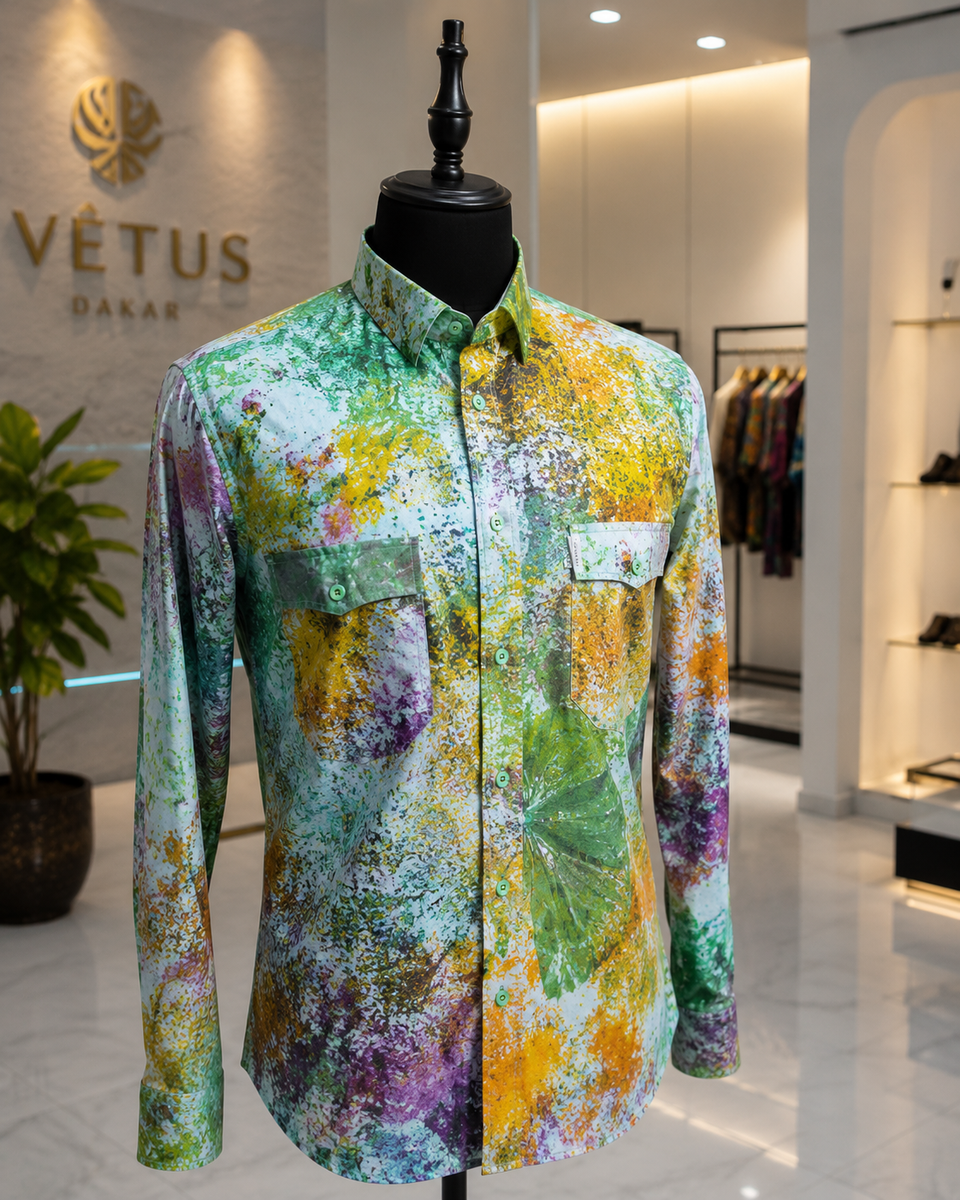 Chemise africaine multicolore sur mesure Yélé Couture